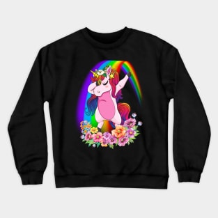 Dabbing Unicorn T Shirt Rainbow Pattern Shirt for Boys Girls Crewneck Sweatshirt